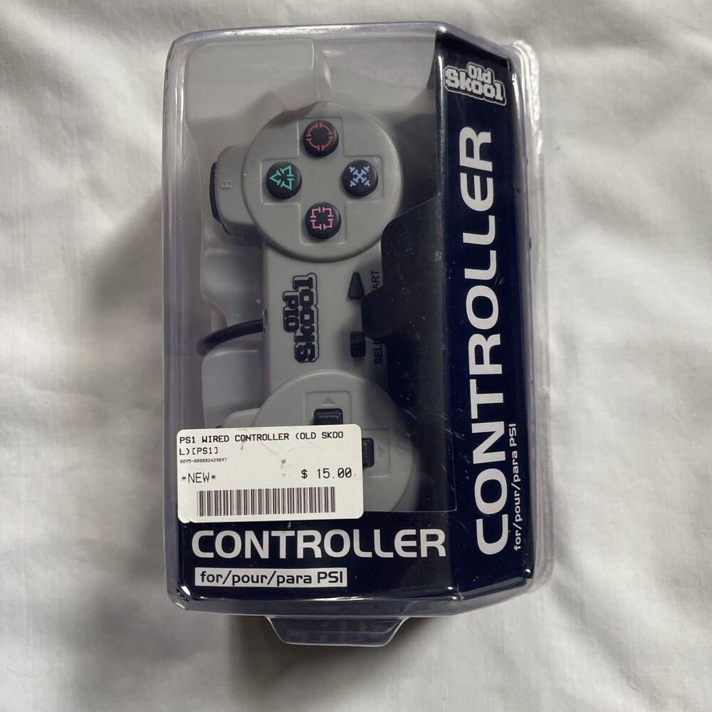 PlayStation 1 - Gray Wired Controller - Old Skool 4639